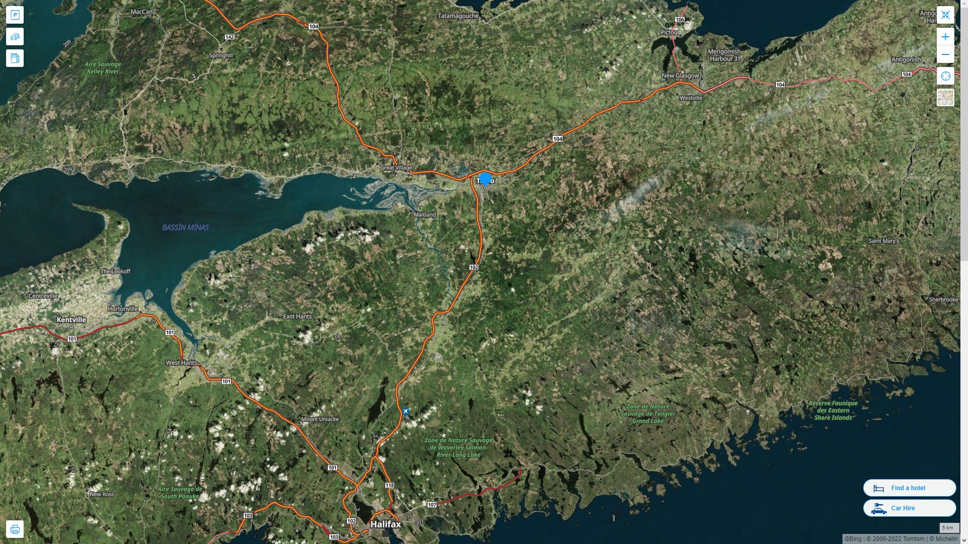Truro Highway and Road Map with Satellite View